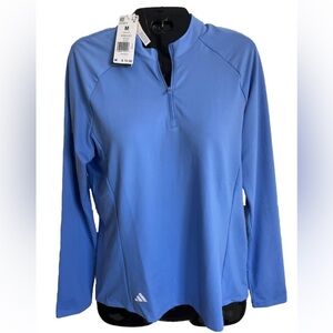 NWT Adidas 3/4 Zip 50 UPF Blue HZ Knit Athletic Woman’s Golf Jacket Size L